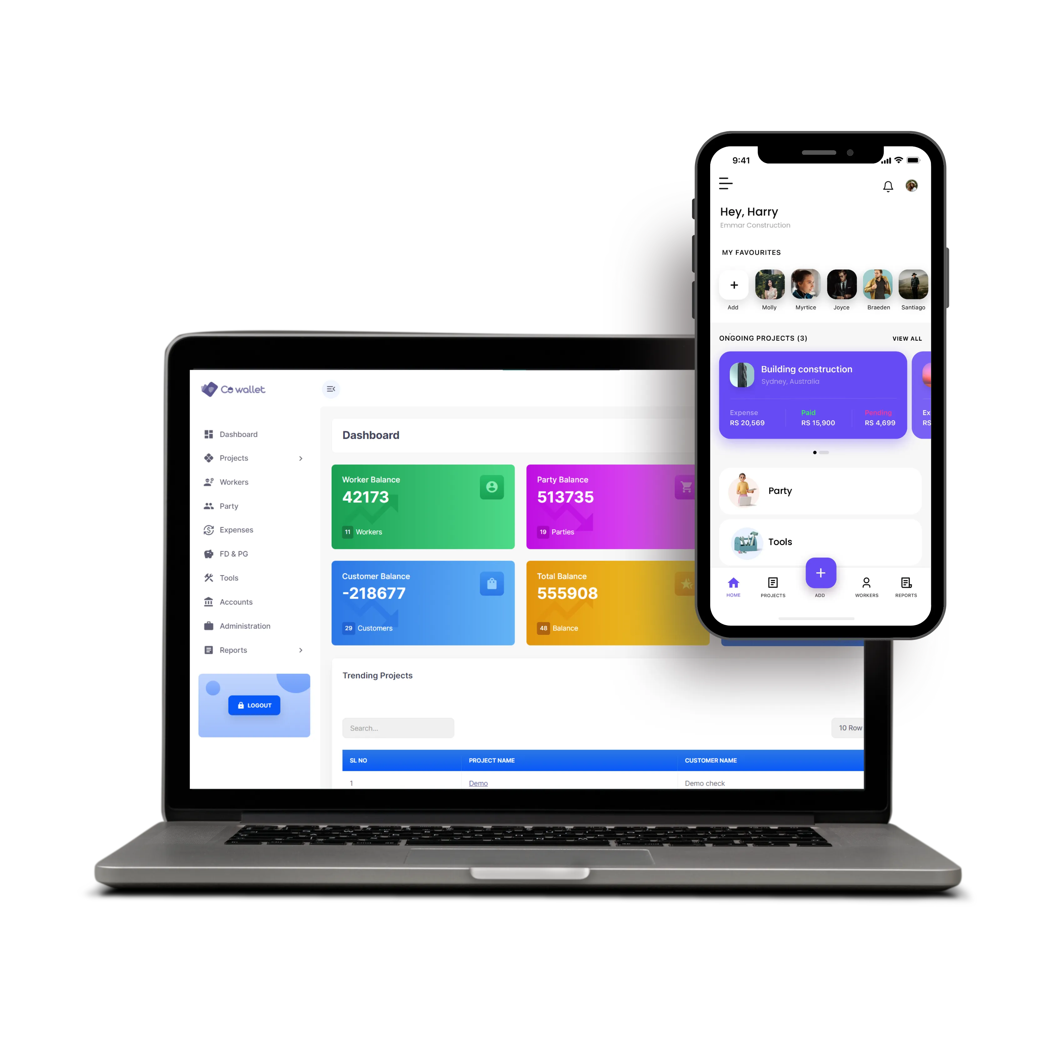 Contractor Wallet project dashboard